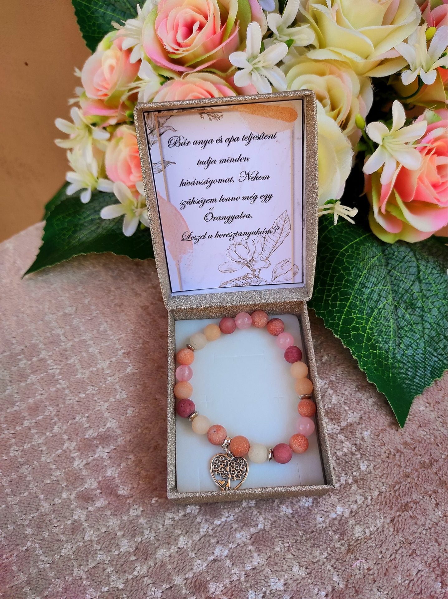 Keresztszülő felkérő ajándék karkötő